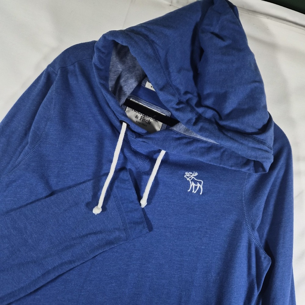 2000s Y2k Abercrombie & Fitch Men's M Blue Muscle Fit Lightweight Pullover...